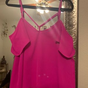 Sexy hot pink cold shoulder blouse
